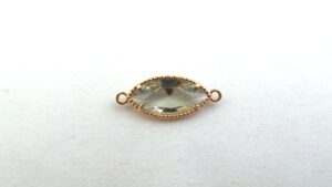 tussenstuk crystal ovaal 9x20mm greige/gold ( per stuk )