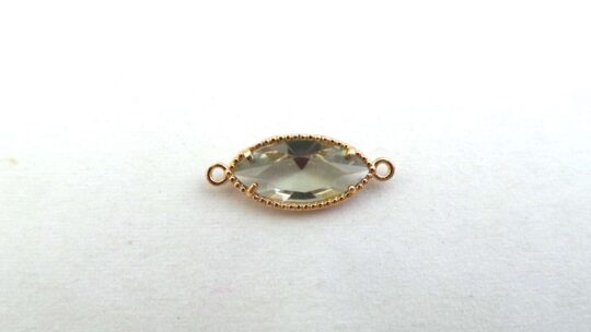 tussenstuk crystal ovaal 9x20mm greige/gold ( per stuk )