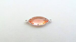 tussenstuk crystal ovaal 9x20mm  roze/zilver ( per stuk )