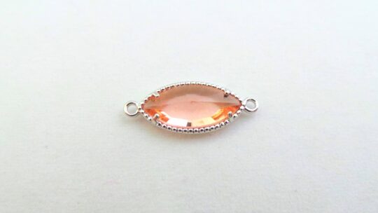 tussenstuk crystal ovaal 9x20mm  roze/zilver ( per stuk )