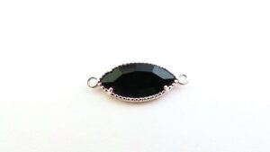 tussenstuk crystal ovaal 9x20mm jet /zilver ( per stuk )