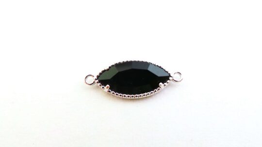 tussenstuk crystal ovaal 9x20mm jet /zilver ( per stuk )