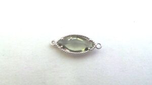 tussenstuk crystal ovaal 9x20mm greige/zilver ( per stuk )