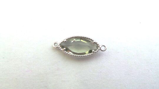 tussenstuk crystal ovaal 9x20mm greige/zilver ( per stuk )