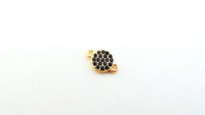 tussenstuk 6mm met strass black/gold ( per stuk )