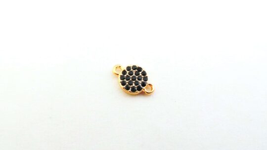 tussenstuk 6mm met strass black/gold ( per stuk )