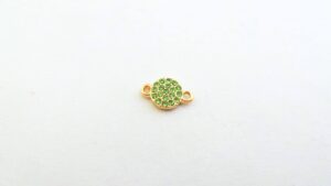 tussenstuk 6mm met strass groen/gold ( per stuk )