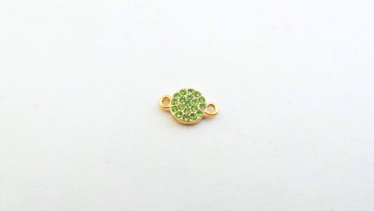 tussenstuk 6mm met strass groen/gold ( per stuk )
